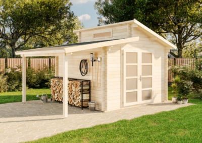 Abri de jardin Aktiva toit en pente Alpholz, 49x36m dim ext (cas échéant incl débord de toit) naturel, 40mm, 17,6m² superficie tot