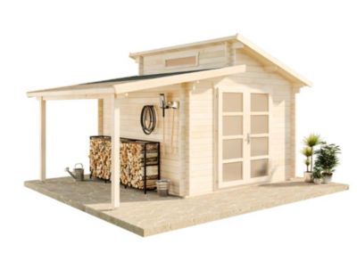 Abri de jardin Aktiva toit en pente Alpholz, 49x36m dim ext (cas échéant incl débord de toit) naturel, 40mm, 17,6m² superficie tot