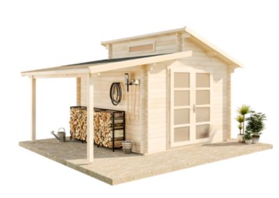 Abri de jardin Aktiva toit en pente Alpholz, 5x36m dim ext (cas échéant incl débord de toit) naturel, 40mm, 18m² superficie totale
