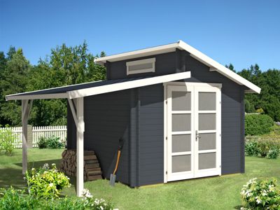 Abri de jardin Aktiva toit en pente Alpholz, 5x36m dim ext (cas échéant incl débord de toit) naturel, 40mm, 18m² superficie totale
