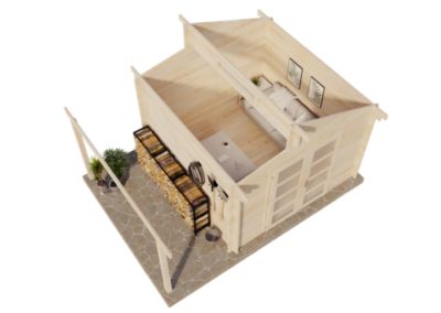 Abri de jardin Aktiva toit en pente Alpholz, 5x36m dim ext (cas échéant incl débord de toit) naturel, 40mm, 18m² superficie totale