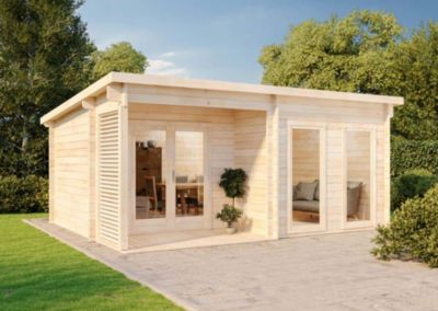 Abri de jardin Antibes Alpholz, 56x44m dim ext (cas échéant incl débord de toit) naturel, épaisseur paroi : 44mm, 24,4m² totale