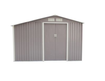 Abri de Jardin avec Bucher 6.53 m2 Gris Rangement Exterieur Outils et Bois