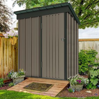 Abri de jardin avec porte verrouillable en acier galvanisé marron 162x92x180cm