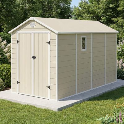 Abri de jardin beige en résine 6,99m² avec double porte - Jôbu