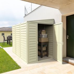 Abri de Jardin Beige Métal - Porte Réversible - Exterieur - Terrasse