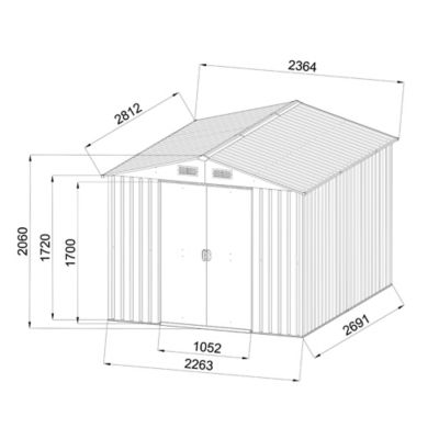 Abri de jardin Blooma Basic en métal coloris gris ép.0,3 mm surface extérieure 6,65 m²
