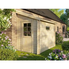 Abri de Jardin Bois Adossable 4,7m2 - 180 x 275 cm - Epaisseur Murs : 28mm - ADOSS 5 - Cabanon de Jardin