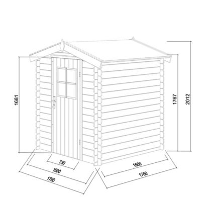 Abri de jardin bois coloris naturel ép.19 mm surface totale 3,46 m², Klikstrom Mokau