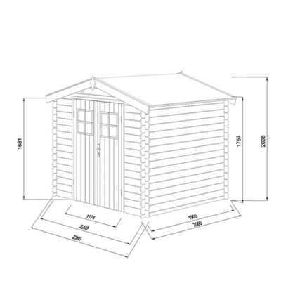 Abri de jardin bois coloris naturel ép.19 mm surface totale 5,3 m², Klikstrom Mokau
