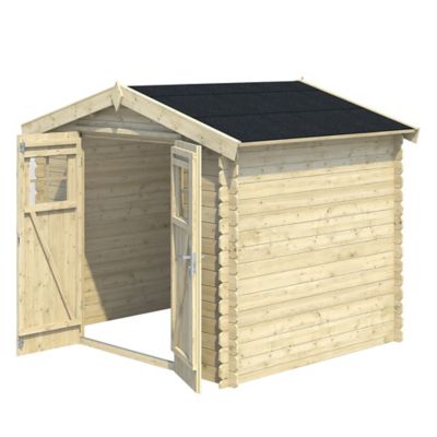 Abri de jardin bois coloris naturel ép.19 mm surface totale 5,3 m², Klikstrom Mokau