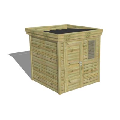 ABRI DE JARDIN bois Pin autoclave 27mm - 2,14x2,14m / 4,6m2 - Bac acier - Abri Français