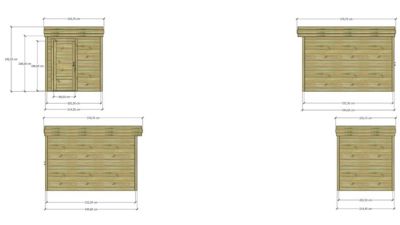 ABRI DE JARDIN bois Pin autoclave 27mm - 2,14x3,44m / 7,4m2 - Bac acier - Abri Français