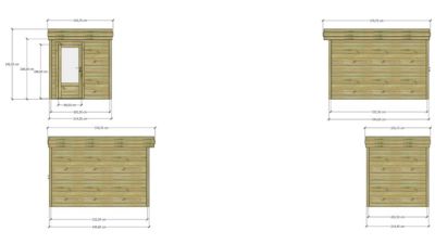 ABRI DE JARDIN bois Pin autoclave 27mm - 2,14x3,44m / 7,4m2 - Bac acier - Abri Français