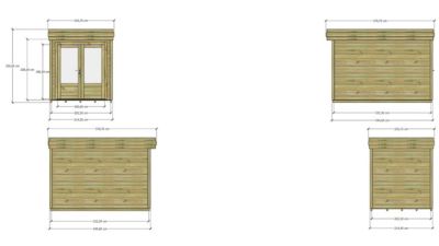 ABRI DE JARDIN bois Pin autoclave 27mm - 2,14x3,44m / 7,4m2 - Bac acier - Plancher bois