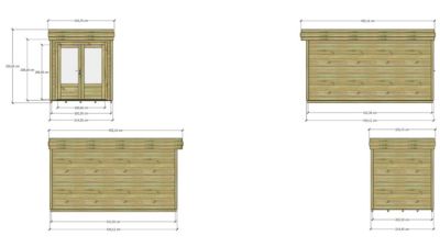 ABRI DE JARDIN bois Pin autoclave 27mm - 2,14x4,34m / 9,3m2 - Bac acier - Plancher bois