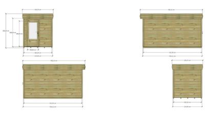 ABRI DE JARDIN bois Pin autoclave 27mm - 2,14x4,34m / 9,3m2 - Bac acier - Plancher bois