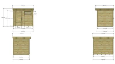 ABRI DE JARDIN bois Pin autoclave 27mm - 2,64x2,14m / 5,7m2 - Bac acier - Plancher bois