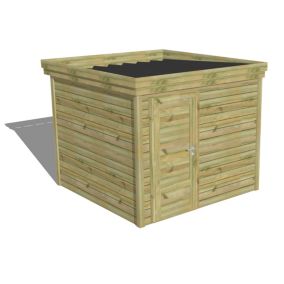 ABRI DE JARDIN bois Pin autoclave 27mm - 2,64x2,64m / 7m2 - Bac acier - Abri Français