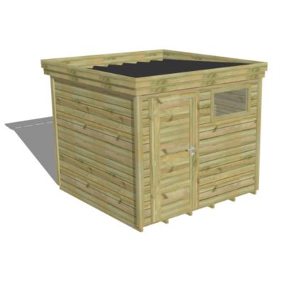 ABRI DE JARDIN bois Pin autoclave 27mm - 2,64x2,64m / 7m2 - Bac acier - Plancher bois