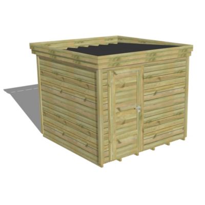 ABRI DE JARDIN bois Pin autoclave 27mm - 2,64x2,64m / 7m2 - Bac acier - Plancher bois