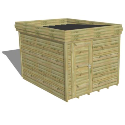 ABRI DE JARDIN bois Pin autoclave 27mm - 2,64x3,44m / 9,1m2 - Bac acier - Plancher bois