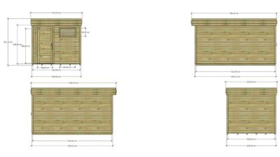 ABRI DE JARDIN bois Pin autoclave 27mm - 2,64x4,34m / 11,5m2 - Bac acier - Plancher bois