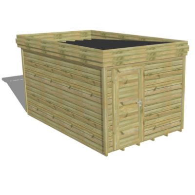 ABRI DE JARDIN bois Pin autoclave 27mm - 2,64x4,34m / 11,5m2 - Bac acier - Plancher bois