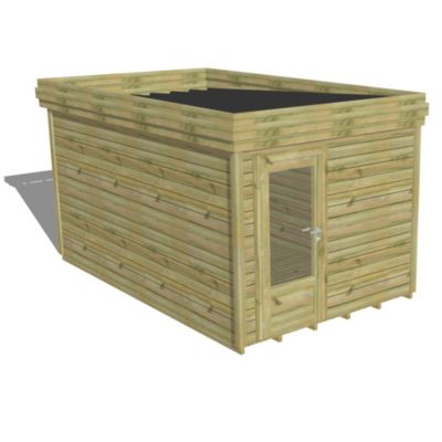 ABRI DE JARDIN bois Pin autoclave 27mm - 2,64x4,34m / 11,5m2 - Bac acier - Plancher bois