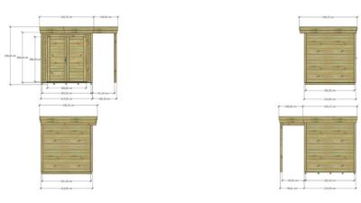 ABRI DE JARDIN bois Pin autoclave 27mm - 3,14x2,14m / 6,7m2 - Bac acier - Plancher bois