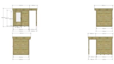 ABRI DE JARDIN bois Pin autoclave 27mm - 3,14x2,14m / 6,7m2 - Bac acier - Plancher bois