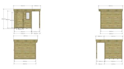 ABRI DE JARDIN bois Pin autoclave 27mm - 3,14x2,64m / 8,3m2 - Bac acier - Plancher bois