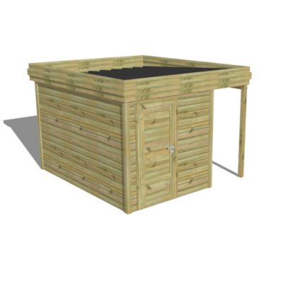 ABRI DE JARDIN bois Pin autoclave 27mm - 3,14x3,44m / 10,8m2 - Bac acier - Abri Français