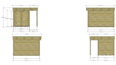 ABRI DE JARDIN bois Pin autoclave 27mm - 3,14x3,44m / 10,8m2 - Bac acier - Plancher bois