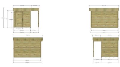 ABRI DE JARDIN bois Pin autoclave 27mm - 3,14x3,44m / 10,8m2 - Bac acier - Plancher bois