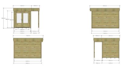 ABRI DE JARDIN bois Pin autoclave 27mm - 3,14x3,44m / 10,8m2 - Bac acier - Plancher bois