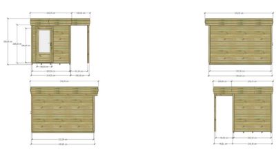 ABRI DE JARDIN bois Pin autoclave 27mm - 3,14x3,44m / 10,8m2 - Bac acier - Plancher bois