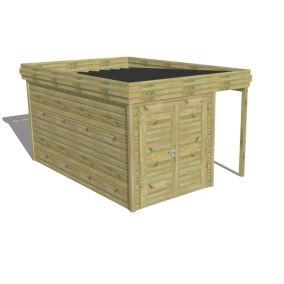 ABRI DE JARDIN bois Pin autoclave 27mm - 3,14x4,34m / 13,6m2 - Bac acier - Abri Français