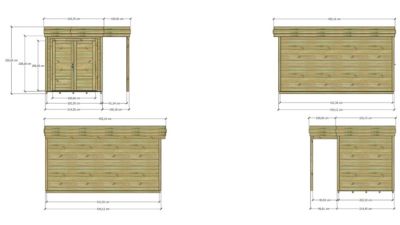 ABRI DE JARDIN bois Pin autoclave 27mm - 3,14x4,34m / 13,6m2 - Bac acier - Plancher bois