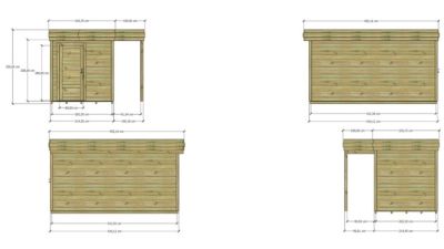 ABRI DE JARDIN bois Pin autoclave 27mm - 3,14x4,34m / 13,6m2 - Bac acier - Plancher bois