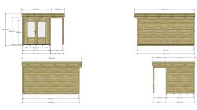 ABRI DE JARDIN bois Pin autoclave 27mm - 3,14x4,34m / 13,6m2 - Bac acier - Plancher bois