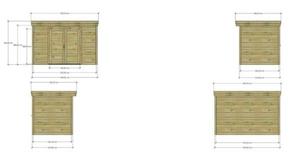 ABRI DE JARDIN bois Pin autoclave 27mm - 3,44x2,14m / 7,4m2 - Bac acier - Abri Français