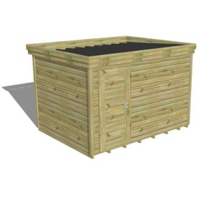 ABRI DE JARDIN bois Pin autoclave 27mm - 3,44x2,64m / 9,1m2 - Bac acier - Plancher bois