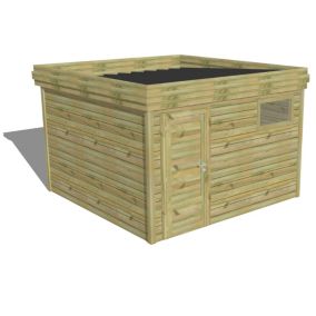 ABRI DE JARDIN bois Pin autoclave 27mm - 3,44x3,44m / 11,8m2 - Bac acier - Abri Français