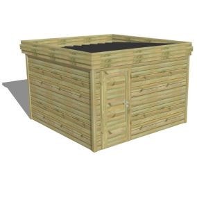 ABRI DE JARDIN bois Pin autoclave 27mm - 3,44x3,44m / 11,8m2 - Bac acier - Abri Français