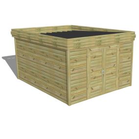 ABRI DE JARDIN bois Pin autoclave 27mm - 3,44x4,34m / 14,9m2 - Bac acier - Abri Français