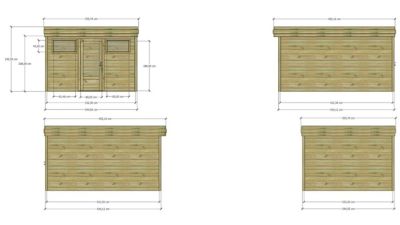 ABRI DE JARDIN bois Pin autoclave 27mm - 3,44x4,34m / 14,9m2 - Bac acier - Abri Français