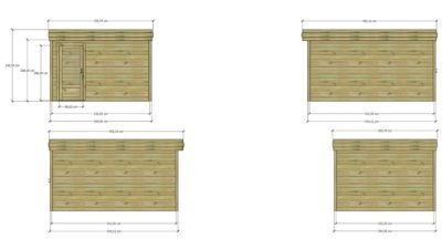 ABRI DE JARDIN bois Pin autoclave 27mm - 3,44x4,34m / 14,9m2 - Bac acier - Abri Français