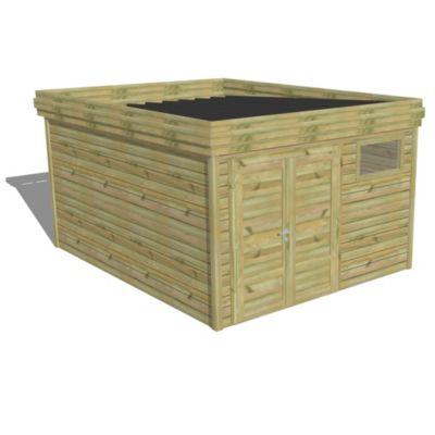 ABRI DE JARDIN bois Pin autoclave 27mm - 3,44x4,34m / 14,9m2 - Bac acier - Abri Français