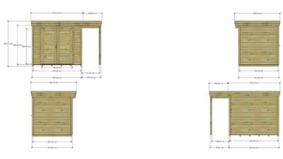 ABRI DE JARDIN bois Pin autoclave 27mm - 3,64x2,14m / 7,8m2 - Bac acier - Plancher bois